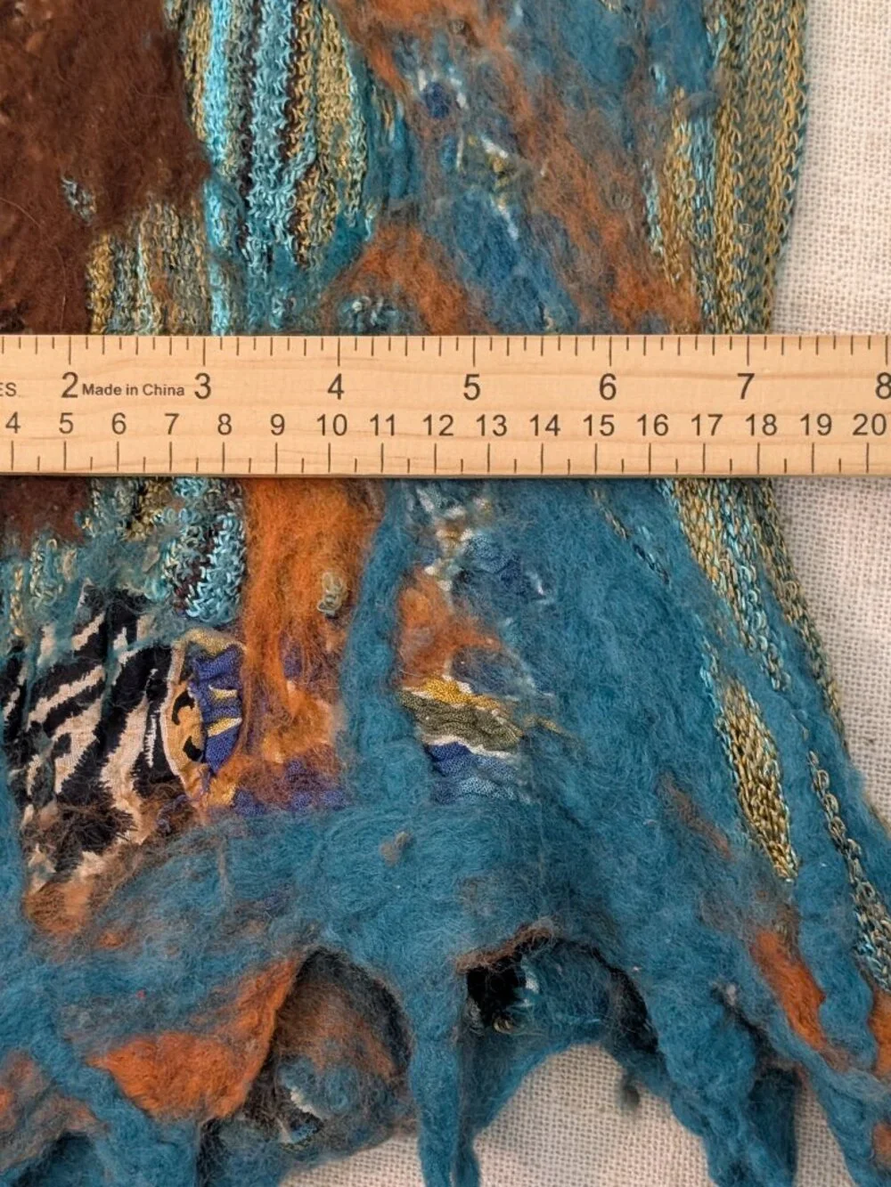 Felt Scarf Mixed Media with Fringe